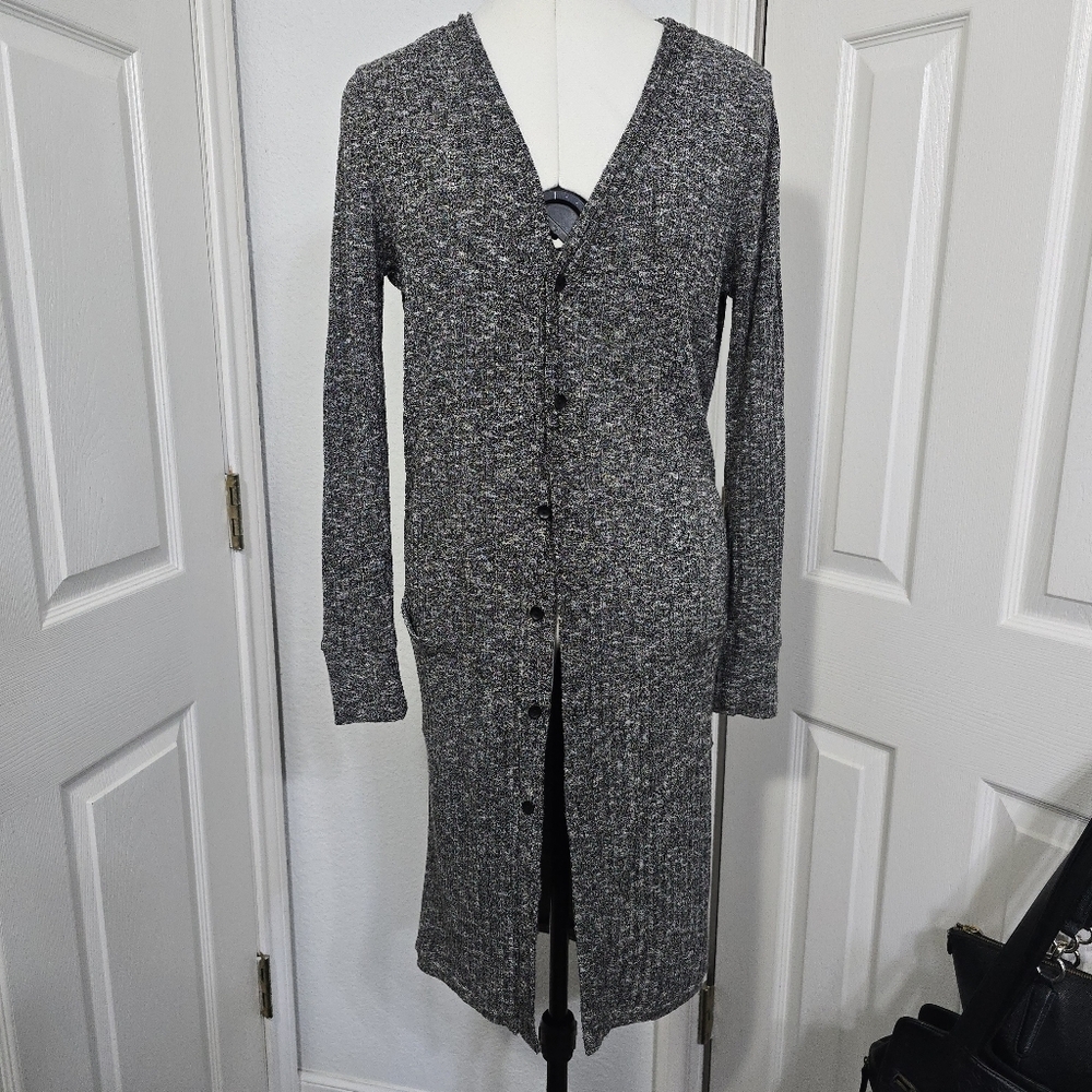 Cotton On Gray Ribbed Duster Long Cardigan Sweater Size Small Cotton Loungewear